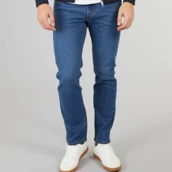 Best Crosshatch Herre Draker Straight Jeans Mellem Vask Mellemblå