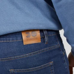 Crosshatch Herre Draker Straight Jeans Mørk Vask Mørkeblå