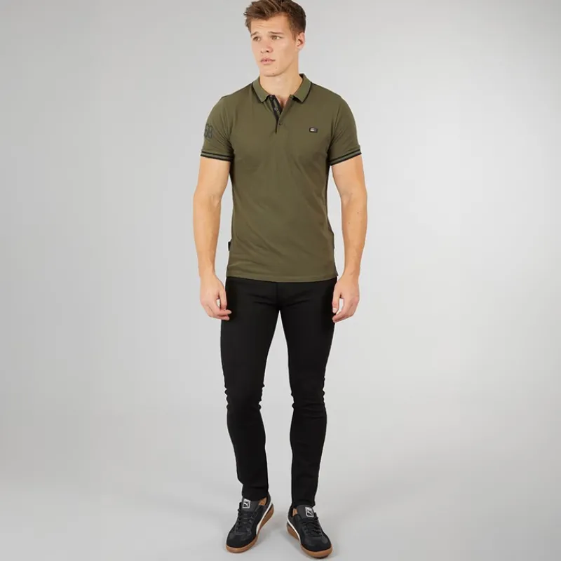 Crosshatch Herre Durtan Slim Fit Jeans Vask Sort