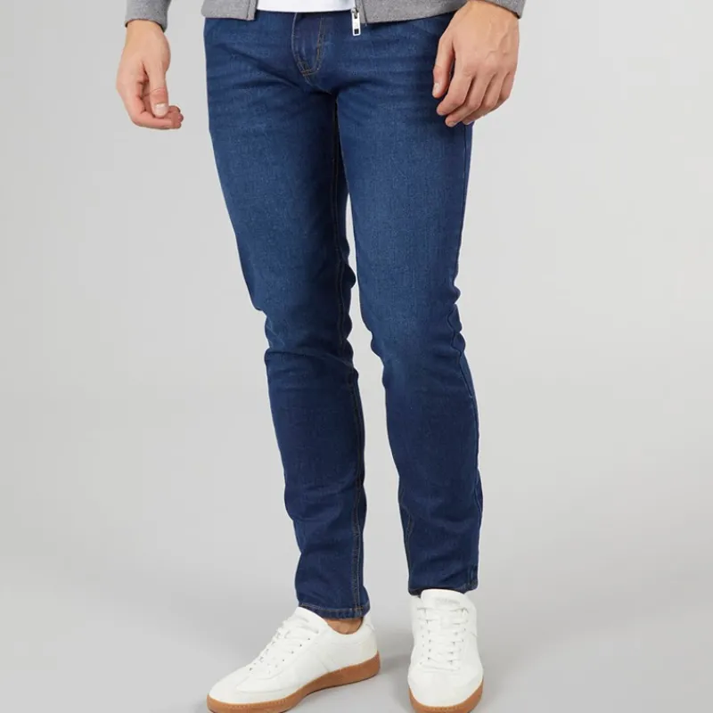 Online Crosshatch Herre Durtan Slim Fit Jeans Mørkevask Mørkeblå