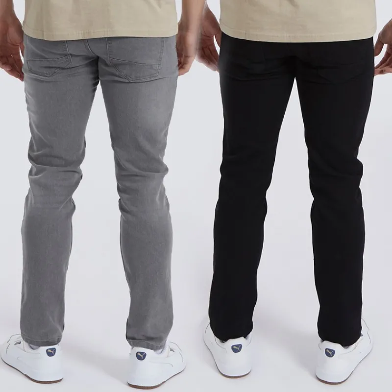 Online Bench Herre Eddie To-pak Slim Fit Jeans /Mellemgrå Sort