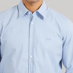 Hot BOSS Herre elegant skjorte Open Blue