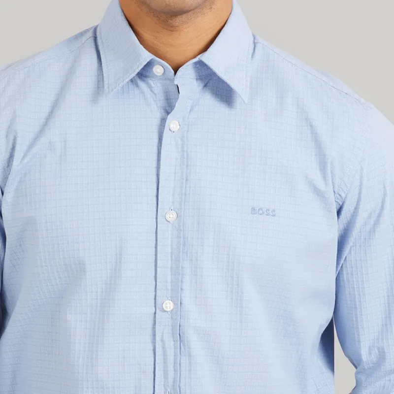 Hot BOSS Herre elegant skjorte Open Blue