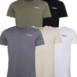 Bench Herre Envoy Fem-pak T-shirts Sort/Lyse Khaki/Hvid/Sten/Stålgrå Flerfarvet