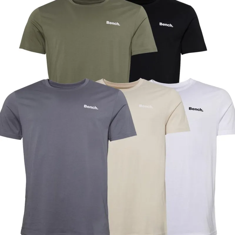 Bench Herre Envoy Fem-pak T-shirts Sort/Lyse Khaki/Hvid/Sten/Stålgrå Flerfarvet