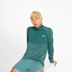 Online New Balance Herre Essential Heat Grid 1 /​ 2 Zip Løbe Top New Spruce Grøn