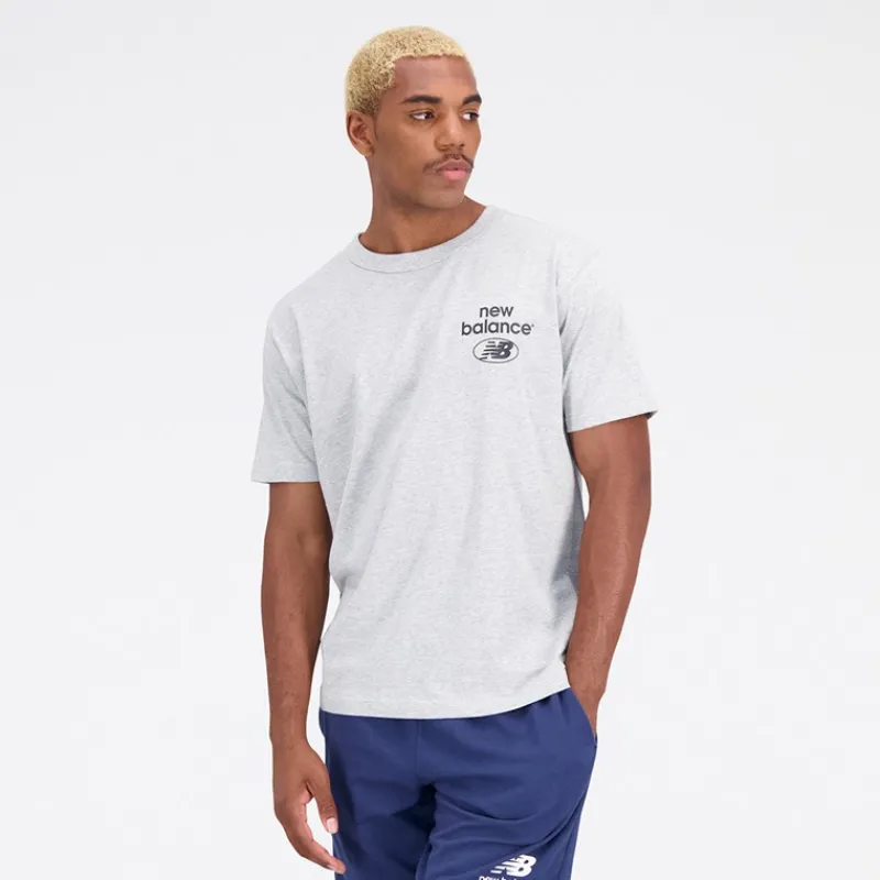 Online New Balance Herre Essentials Nytænkt Logo T-Shirt Atletisk Grå