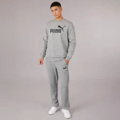 Best Puma Herre Essentials Stort Logo Crew Neck Sweatshirt Medium Gråmeleret