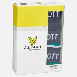 Outlet Lyle And Scott Vintage Herre Ethan Tre Pak Trunks Mørkeblå/​Blandet Stribe/​Kadmium Grøn