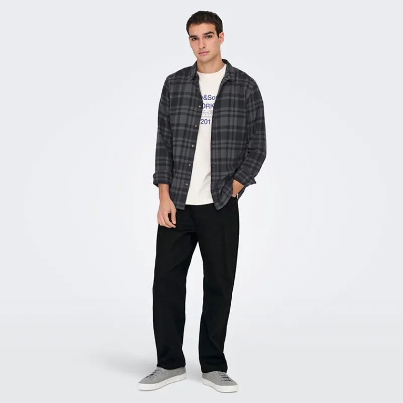 Clearance ONLY & SONS Herre Fade Løse Jeans Black Denim Sort