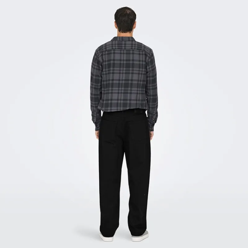 Clearance ONLY & SONS Herre Fade Løse Jeans Black Denim Sort
