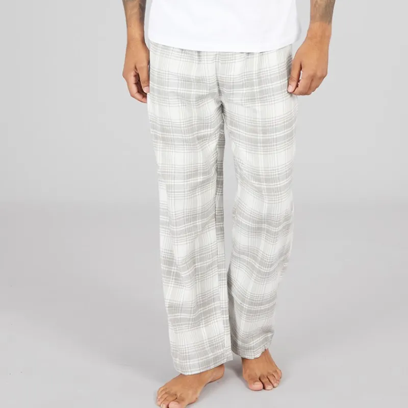 Discount French Connection Herre FC flannel bukser Scot Light Grey Melange/Off White