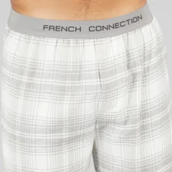 Discount French Connection Herre FC flannel bukser Scot Light Grey Melange/Off White