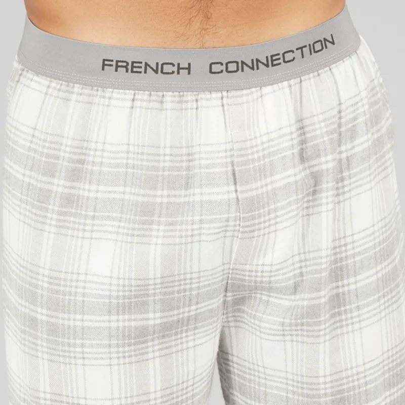 Discount French Connection Herre FC flannel bukser Scot Light Grey Melange/Off White