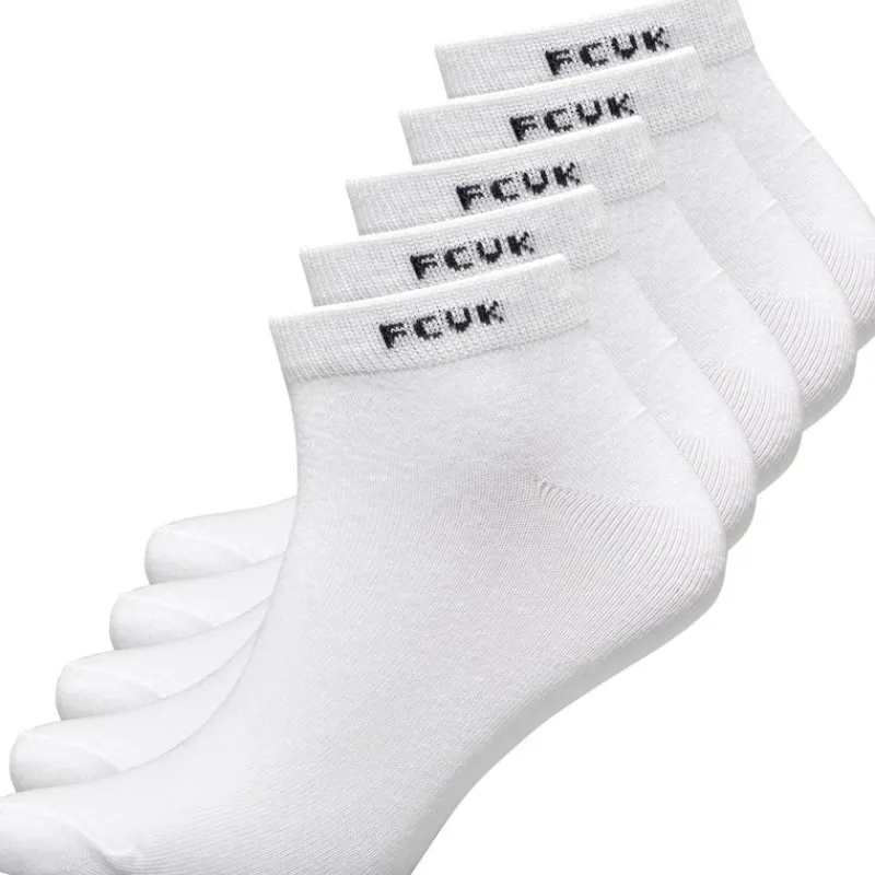 Discount French Connection Herre FCUK Fem Par Træningssokker Hvid/Sort