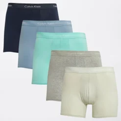 Calvin Klein Herre Fem Pak Boxer Trusser Shrn /​ Faded Denim /​ Cel Tnt /​ Grey Heather /​ Beau Blue