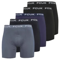 Sale French Connection Herre fem pak performance boxershorts Sort/Light Blue/French Blue/Marine/Sort