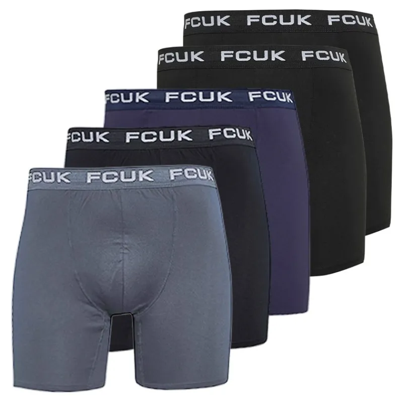 Sale French Connection Herre fem pak performance boxershorts Sort/Light Blue/French Blue/Marine/Sort