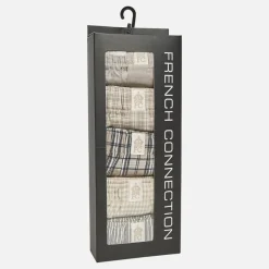Best French Connection Herre Fem Pak Vævede Boksershorts Multi 5 Taupe/​Taupe Ecru Check/​Taupe Ecru Check/​Taupe Ecru Gingham/​Taupe Ecru Stribe Flerfarvet