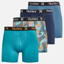 Hot Hurley Herre fire pak boxershorts marineblå/​lyseblå Flerfarvet