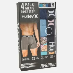 Hot Hurley Herre fire pak boxershorts marineblå/​lyseblå Flerfarvet