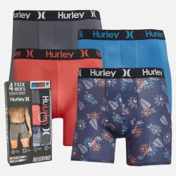Discount Hurley Herre Fire Pakke Regrind Boxer Briefs Blå /​ Rød Flerfarvet