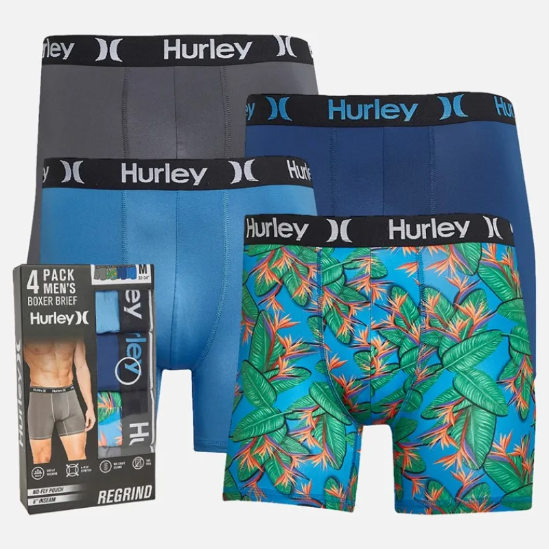 Hot Hurley Herre Fire Pakke Regrind Boxer Briefs Lyseblå Blå multi