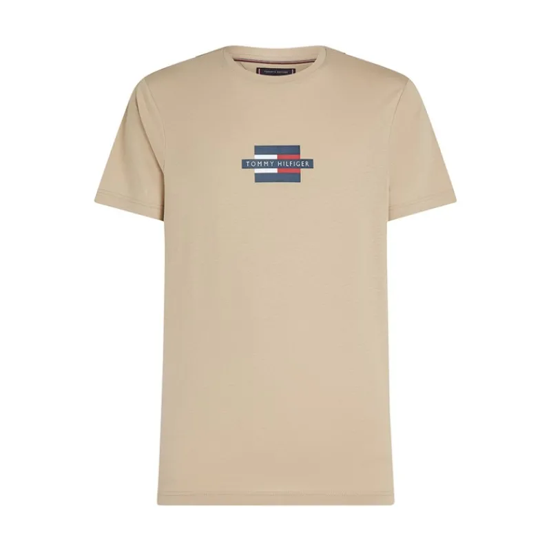 Tommy Hilfiger Herre Flag Box T-Shirt Sandalwood