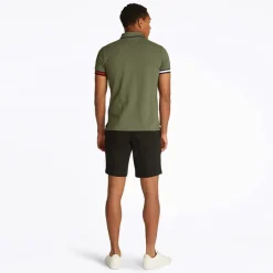 New Tommy Hilfiger Herre Flag Manchet Slim Fit Polo Battle Grøn