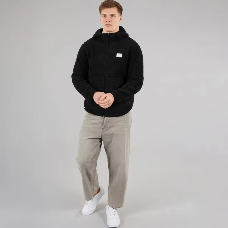 New Resteröds Herre Fleece Hættejakke Sort
