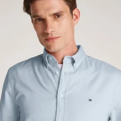 Best Tommy Hilfiger Herre Flex Dobby Langærmet Skjorte Breezy Blå