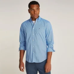 Hot Tommy Hilfiger Herre Flex Poplin Fake Lange Ærme Skjorte Night Sky Port