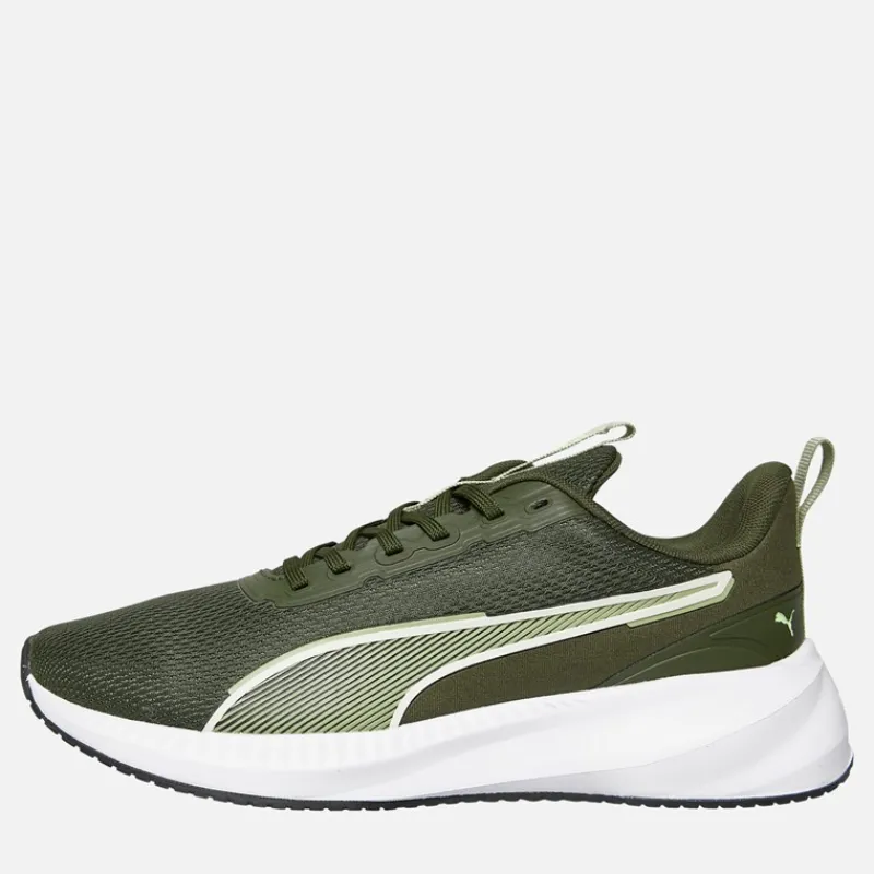 Clearance Puma Herre Flyer Lite 3 Neutral Løbesko Mørk Oliven / Hvid / Fizzy Lys Grøn
