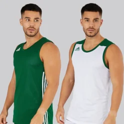 Outlet adidas Herre 3G Speed Vendbar Basketball Trøje Dark Green/Hvid Grøn