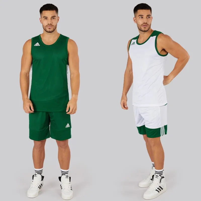 Discount adidas Herre 3G Speed Vendbare Basketball Shorts Dark Green/Hvid Grøn