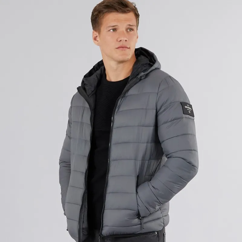 Crosshatch Herre Gattering Puffer Jakke Koksgrå Grå