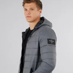 Crosshatch Herre Gattering Puffer Jakke Koksgrå Grå