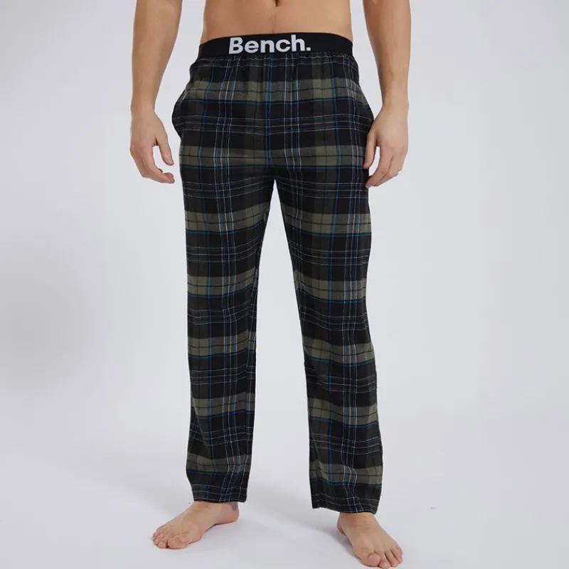 Outlet Bench Herre Gesho Flannel Check Lounge Bukser Sort/Kaki/Blå/Hvid Check