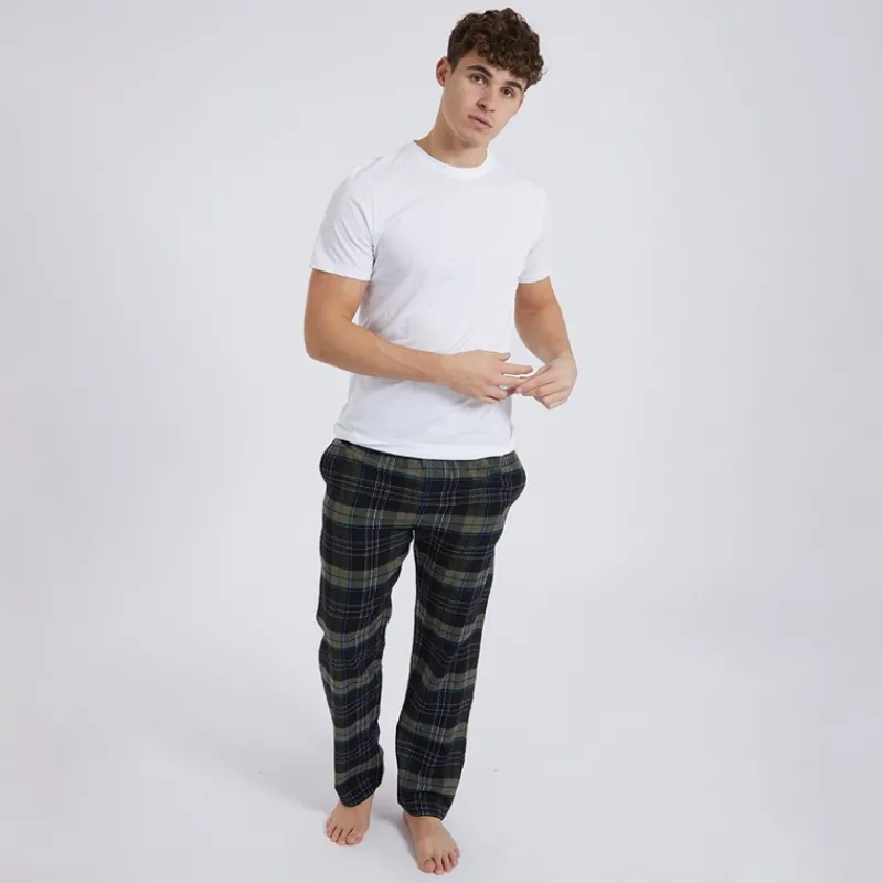 Outlet Bench Herre Gesho Flannel Check Lounge Bukser Sort/Kaki/Blå/Hvid Check