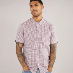New Ben Sherman Herre Gingham Kortærmet Skjorte Scarlett