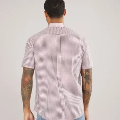 New Ben Sherman Herre Gingham Kortærmet Skjorte Scarlett