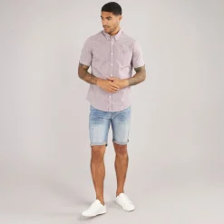 New Ben Sherman Herre Gingham Kortærmet Skjorte Scarlett