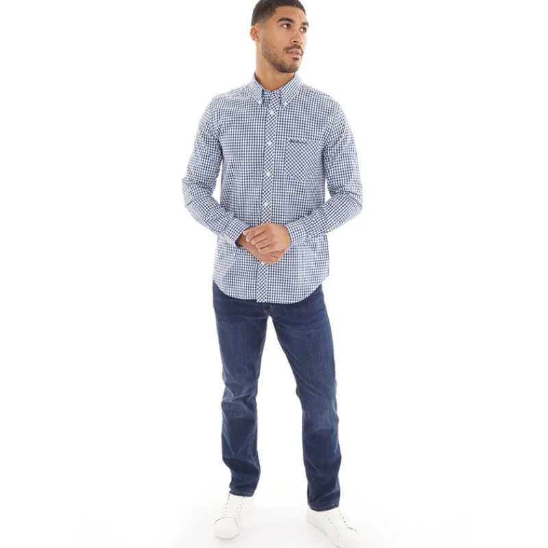 Ben Sherman Herre Gingham Langærmet shirts Blå Ternet Blåternet