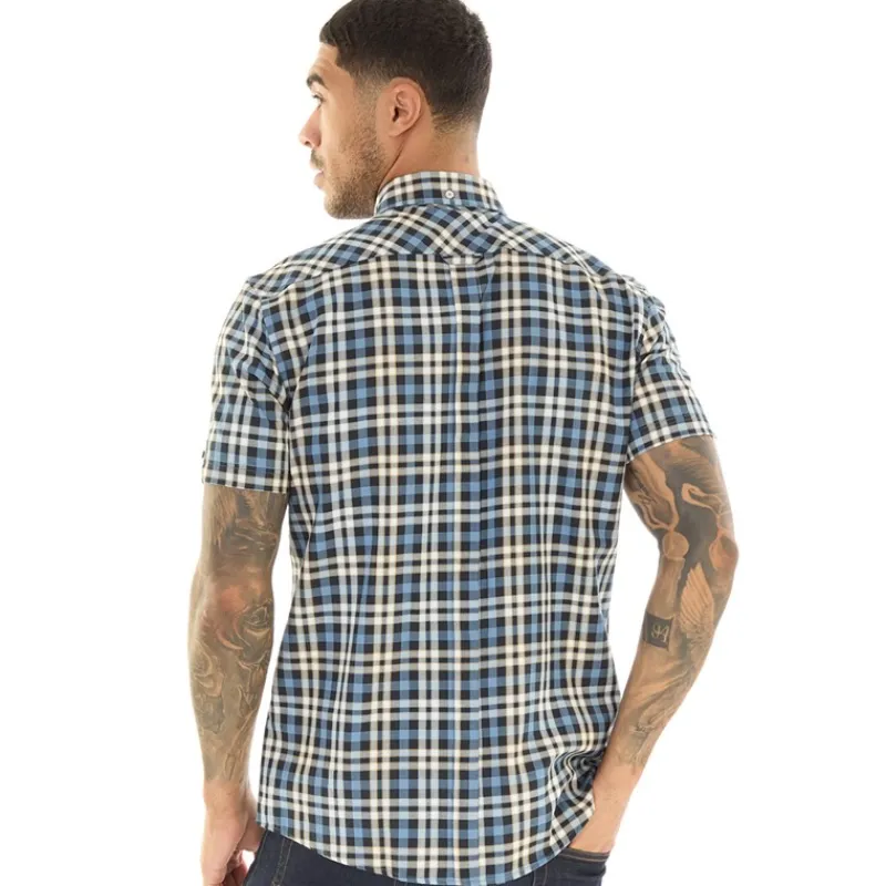 Clearance Ben Sherman Herre Gingham Overcheck Skjorter med korte ærmer kontrolleret
