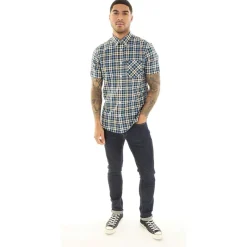 Clearance Ben Sherman Herre Gingham Overcheck Skjorter med korte ærmer kontrolleret