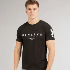 Online Henleys Herre Hentyme T-shirts Sort