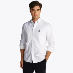 Discount Tommy Hilfiger Herre Heritage Oxford Langærmet Skjorte Optisk Hvid