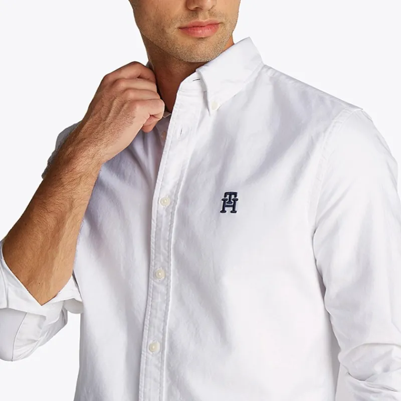 Discount Tommy Hilfiger Herre Heritage Oxford Langærmet Skjorte Optisk Hvid