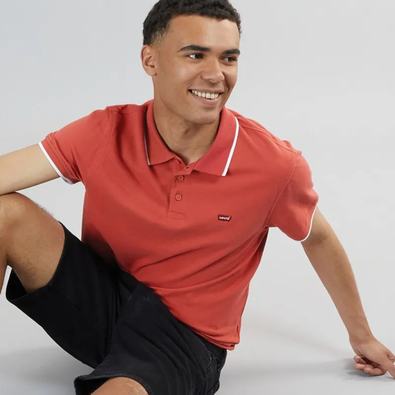 Discount Levi's Herre HM Quarter Tipping Polo Sundown Rød