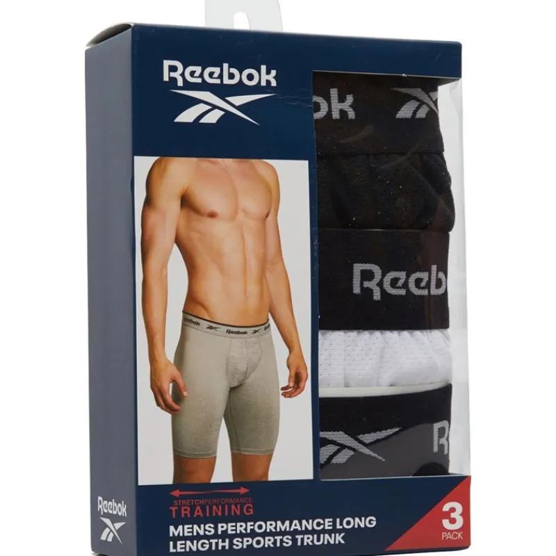 Online Reebok Herre Hogan Performance 3-pak Lange Trunks Sort/Hvid/Grå Melange Flerfarvet